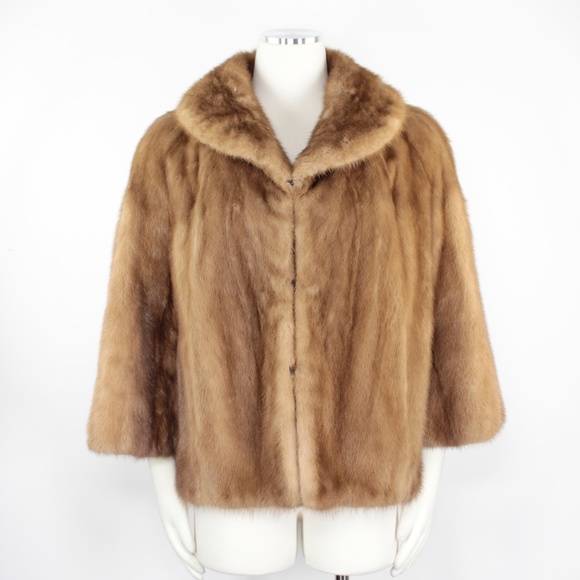 Ronley Berry Burk Jackets & Blazers - Mink 3/4 Sleeve Swing Fur Coat Chestnut Brown 925